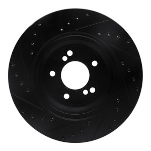 BMW M3 Brake Rotor (1) - Rear Right - R1 Concepts - Drilled & Slotted - Black - `00-`06